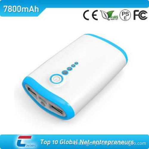 move power bank with double USB outputs and LED torch